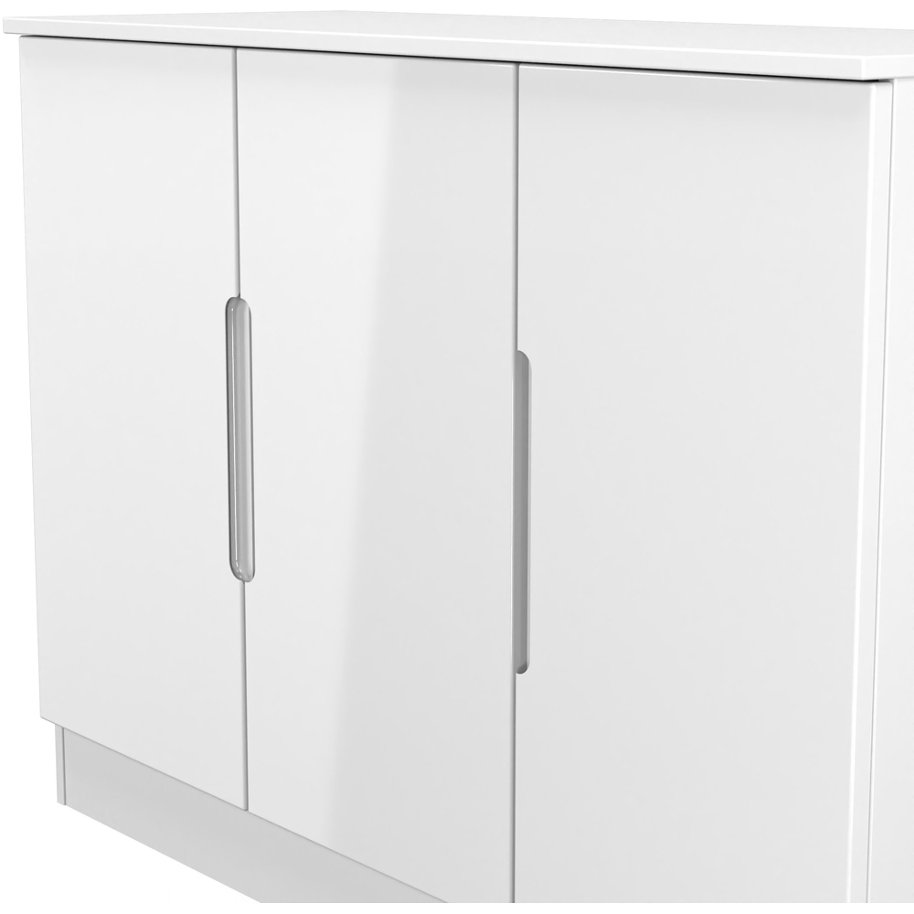Crowndale Milan 3 Door White Gloss and White Sideboard Ready Assembled Image 5