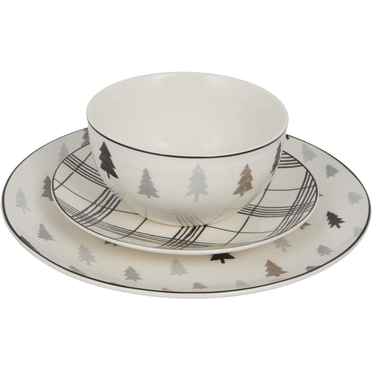 12-Piece Scandi Pine Dinner Set - White Image 1