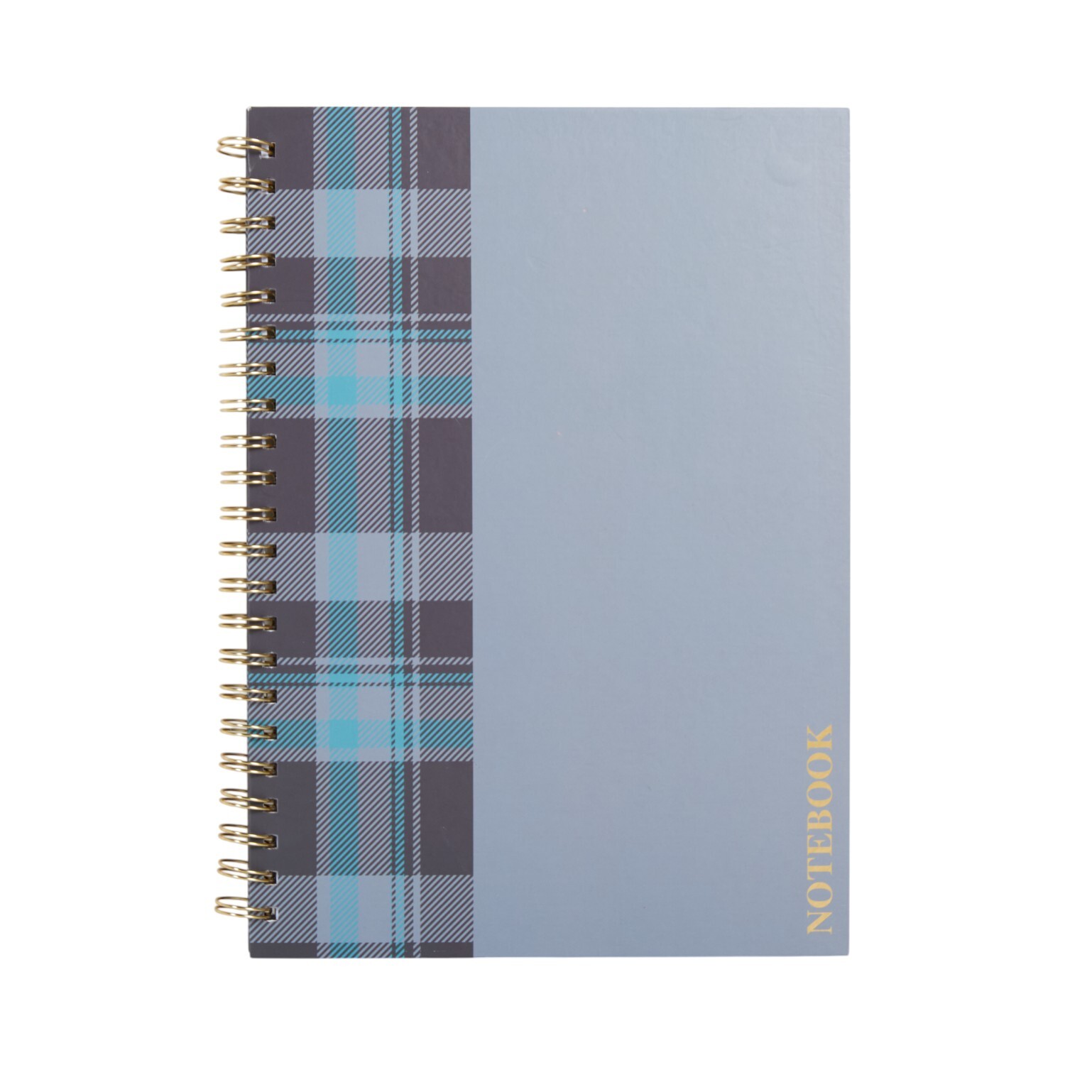 Blue and Grey Tartan Notebook A4 Blue and Grey Image 1