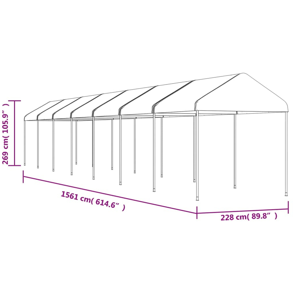 vidaXL 2.69 x 15.61m White Gazebo with Roof Image 5
