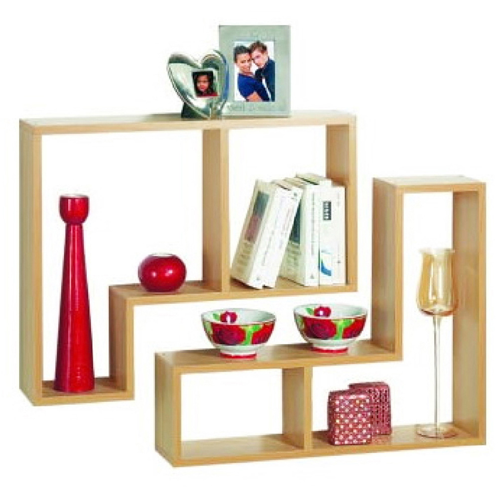 Watsons Twin Set of 2 Beech Floating Shelf Image 4