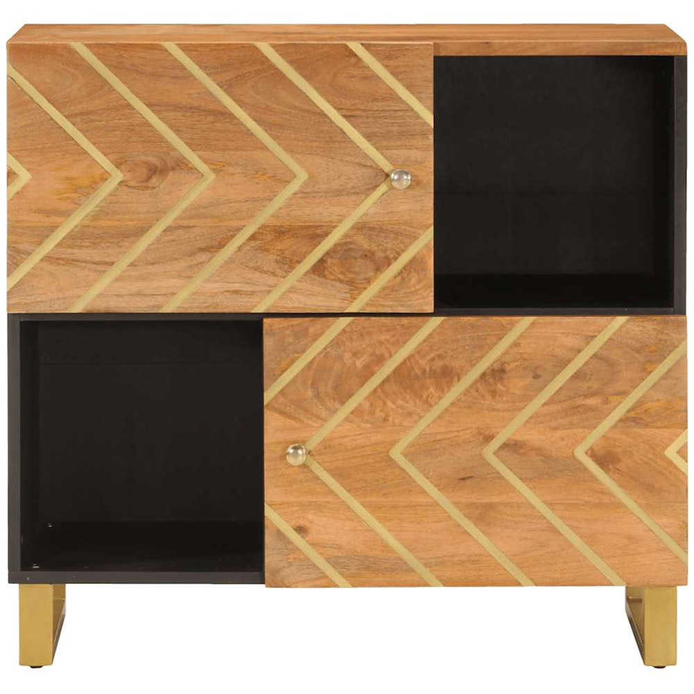 vidaXL 2 Door Brown and Black Solid Mango Wood Sideboard Image 4