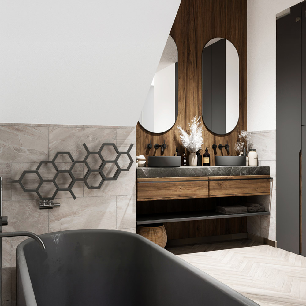 Terma Hex 1081 BTU Sparkling Grey Radiator 502 x 1126mm Image 7
