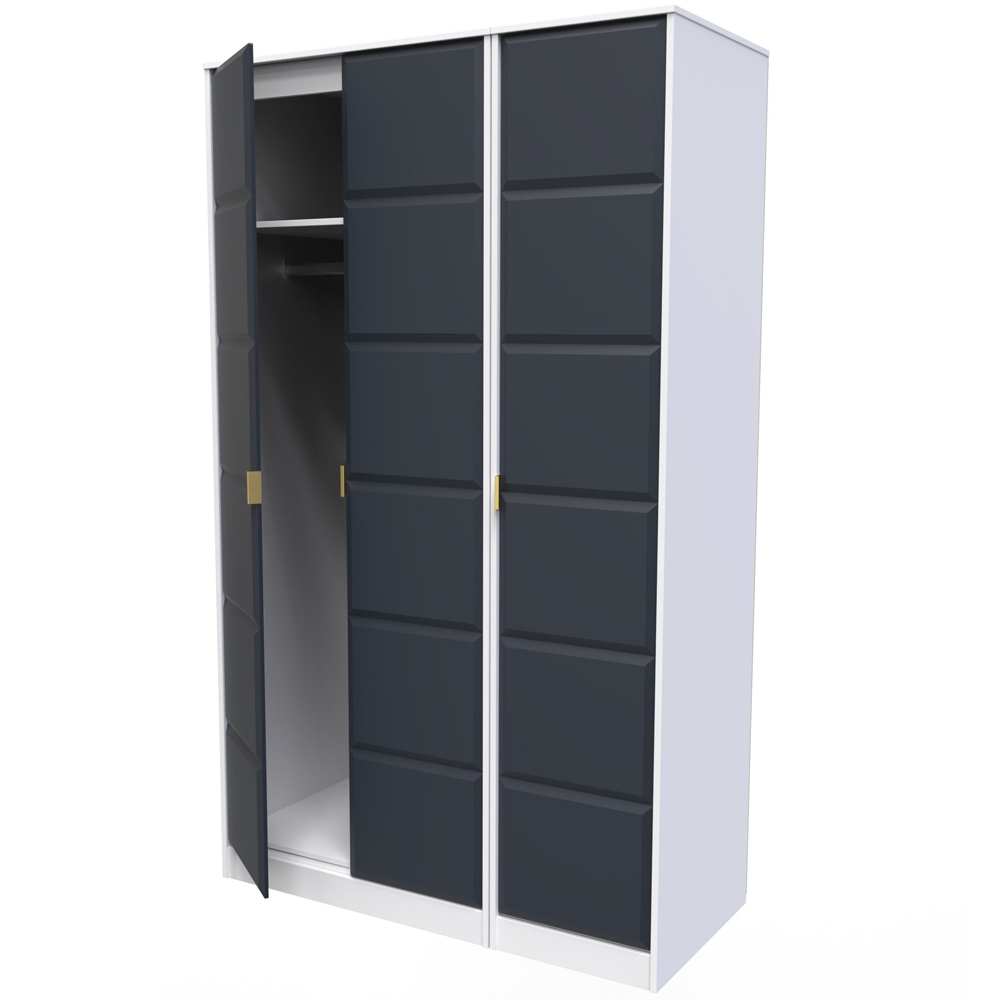 Crowndale Cube 3 Door Matt Indigo and White Wardrobe Ready Assembled Image 6