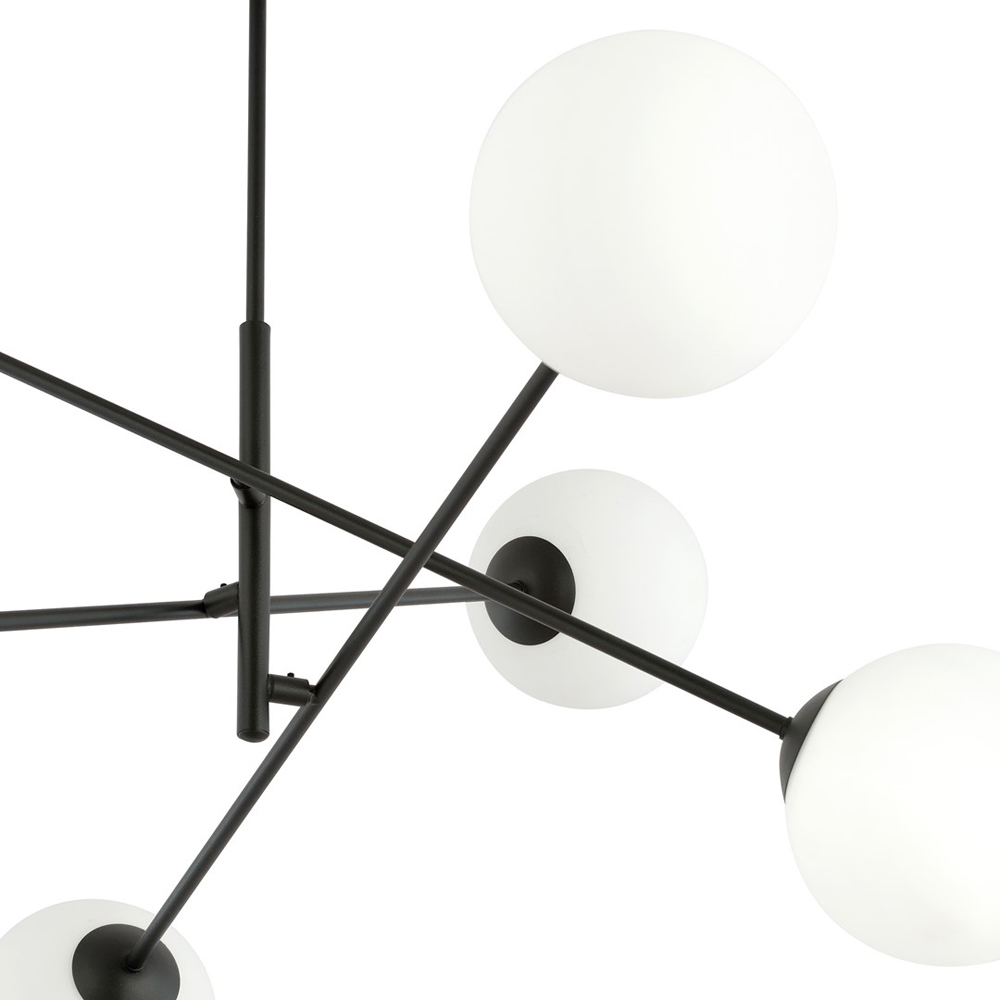 Emibig Linear 6 Light White Shade Black Pendant Lamp Image 4