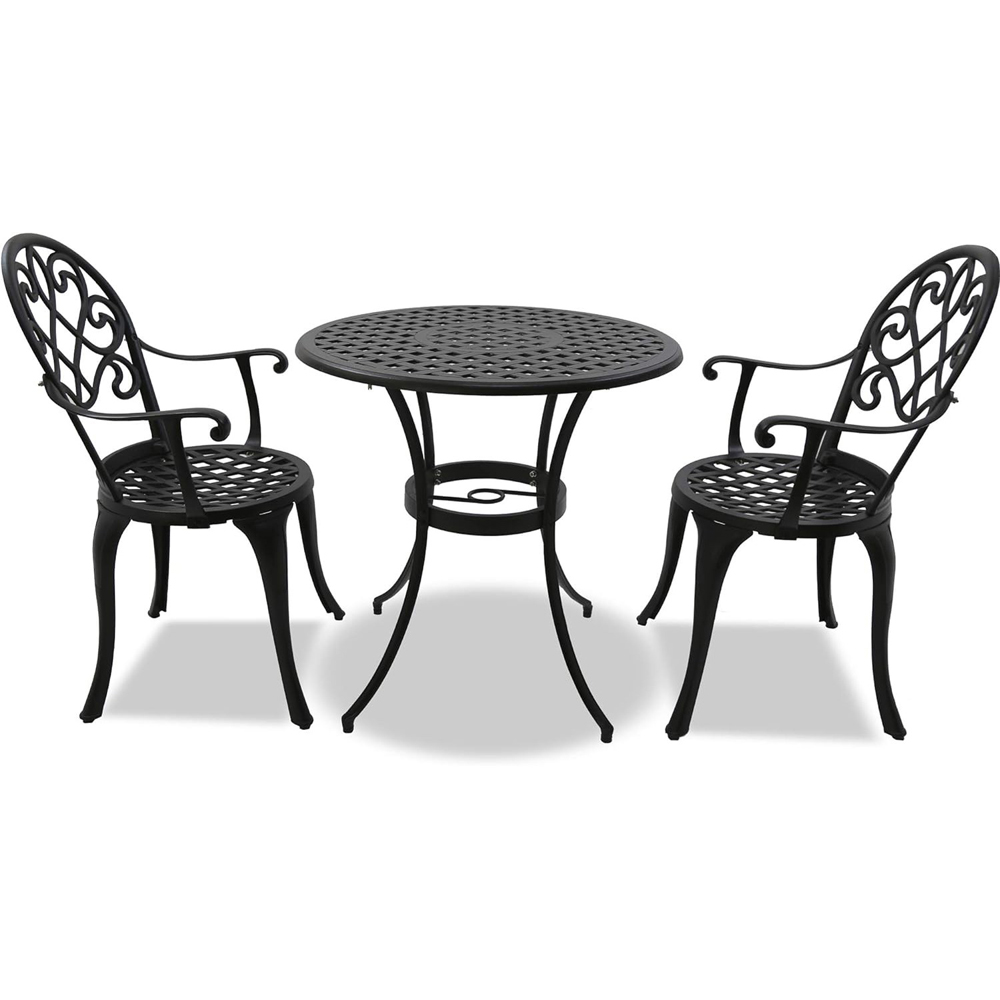 Centurion Supports Prego 2 Seater Black Aluminium Bistro Set with Table Image 6
