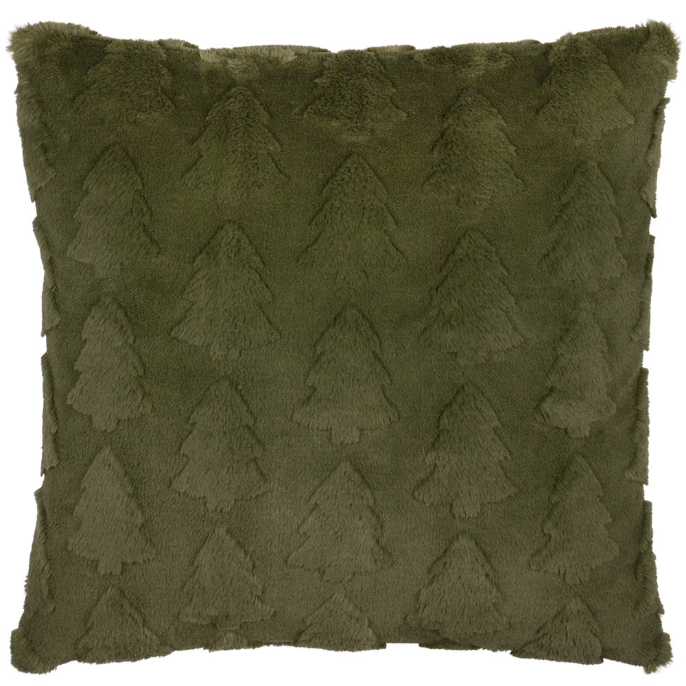 Furn Forest Green Pines Faux Fur Cushion 50 x 50cm Image 1