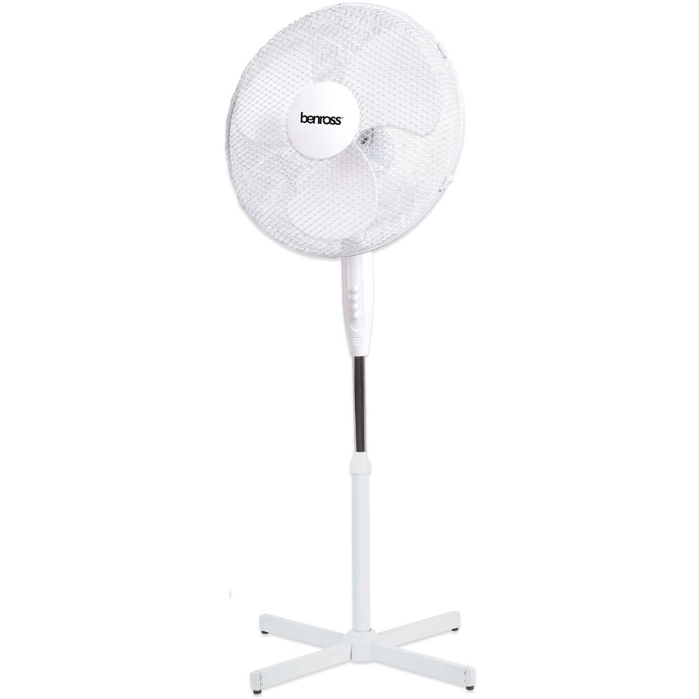 Benross White Pedestal Fan 16 inch Image 1