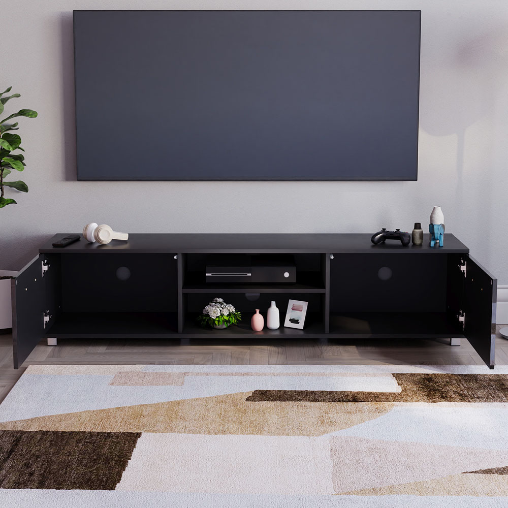 Vida Designs Cosmo 2 Door 2 Shelf Black TV Unit Image 7