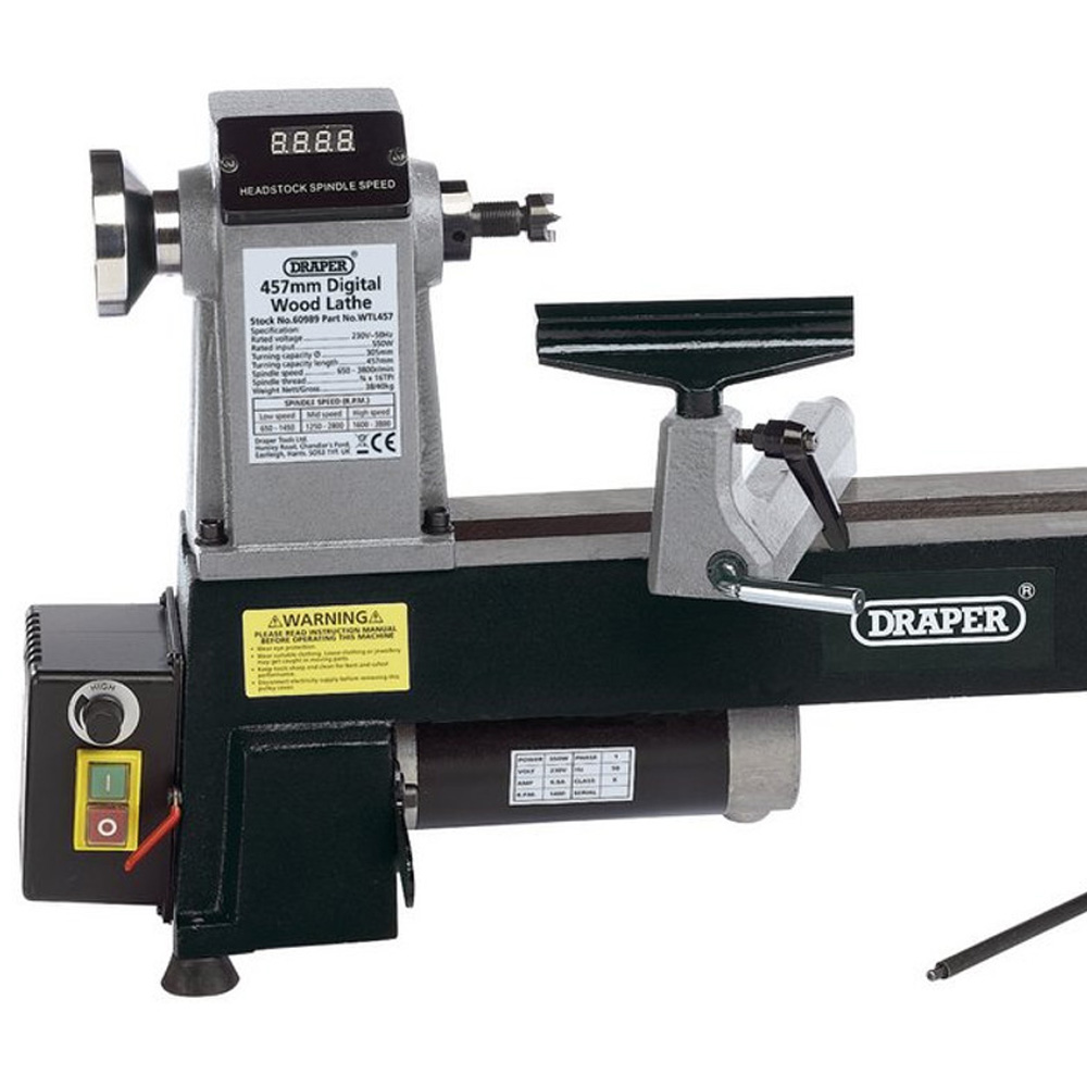 Draper Digital Variable Speed Wood Lathe 550W Image 3