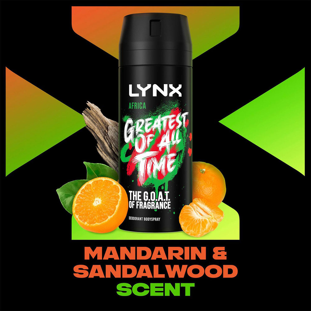 Lynx Africa Mandarin and Sandalwood 48H Protection Deodorant Body Spray 150ml 6 Pack Image 7