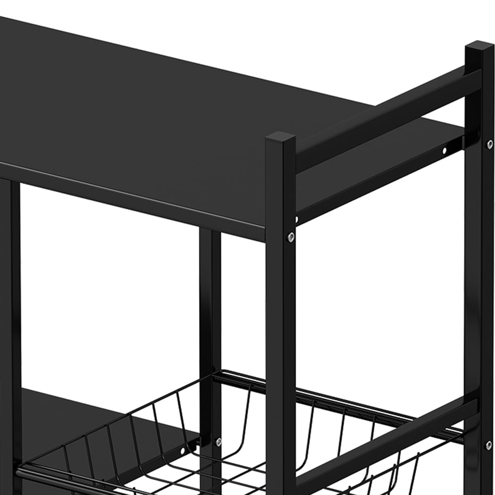Living and Home 4-Tier Black Microwave Storage Rack on Wheel Image 5