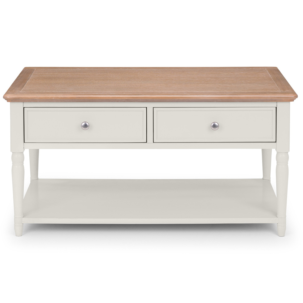 Julian Bowen Provence 2 Drawer Grey and Limed Oak Coffee Table Image 3