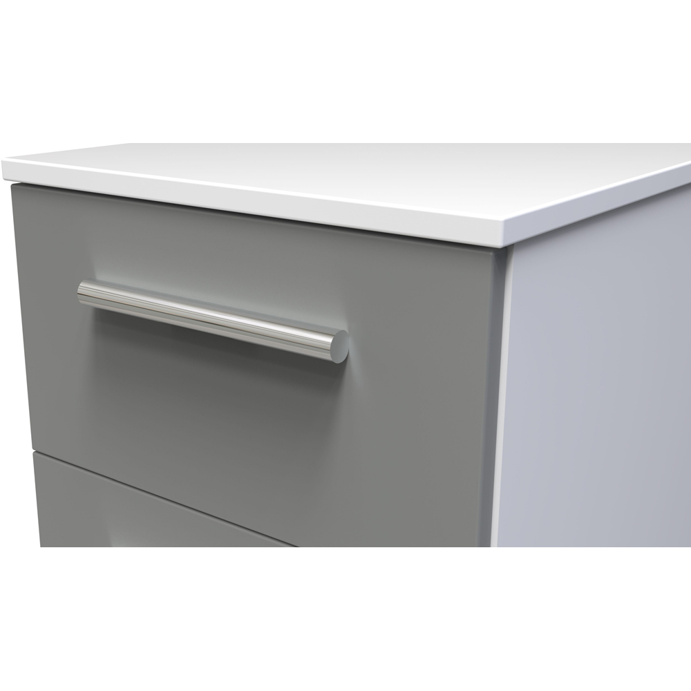 Crowndale Contrast 2 Drawer Dusk Grey and White Compact Bedside Cabinet Ready Assembled Image 4