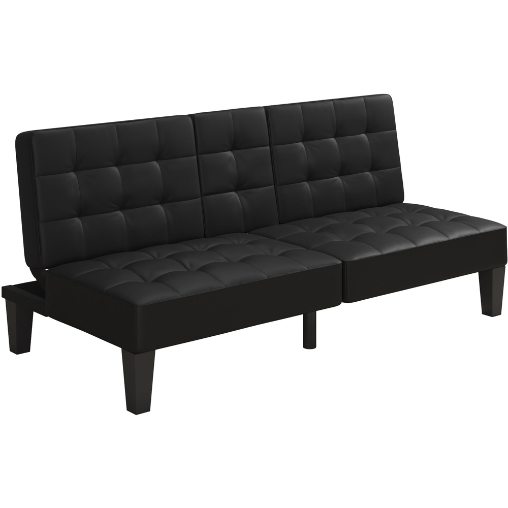 Dorel Adalynn Black Faux Leather Convertible Futon Image 2