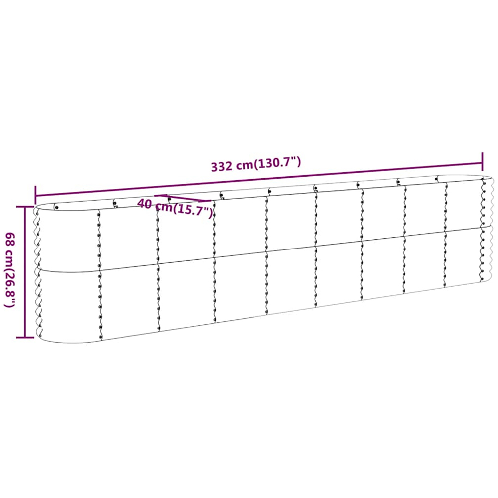 vidaXL Anthracite Galvanised Steel Raised Garden Bed 68 x 40 x 332cm Image 5
