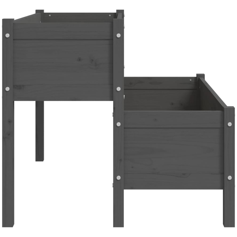 vidaXL 2-Tier Grey Wooden Raised Garden Planter 110 x 84 x 75cm Image 5