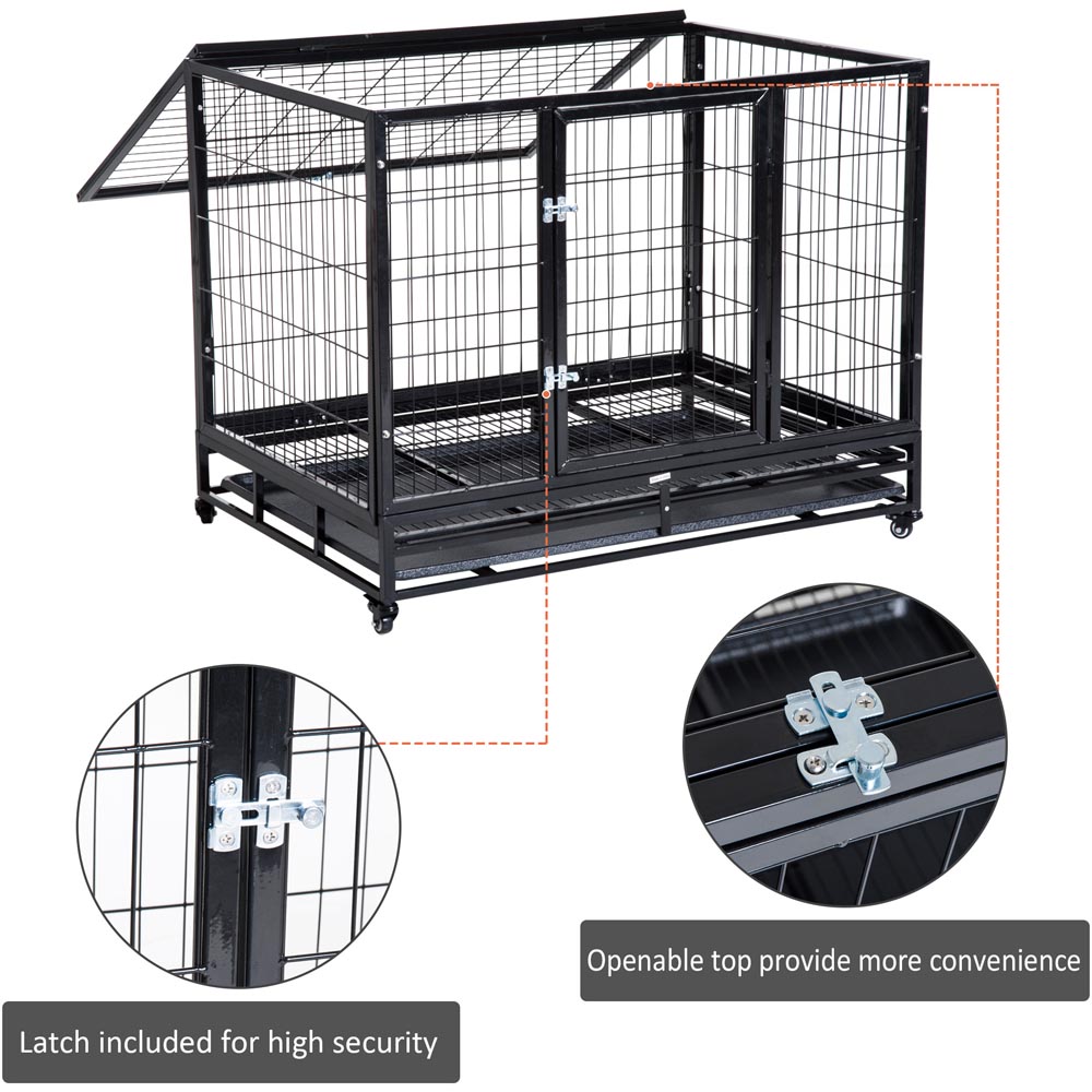 PawHut 43 Inch Heavy Duty Metal Dog Kennel Image 6