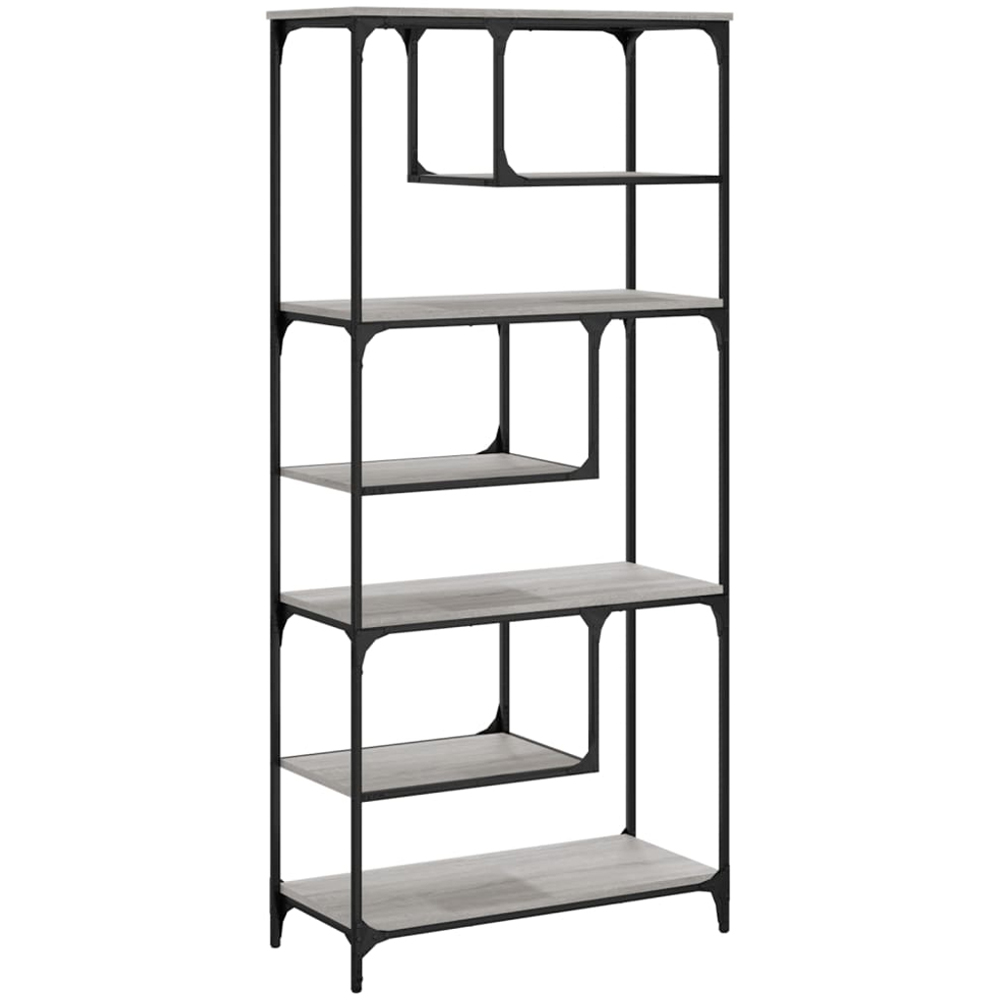 vidaXL 6 Shelf Grey Sonoma Industrial Style Bookcase Image 6