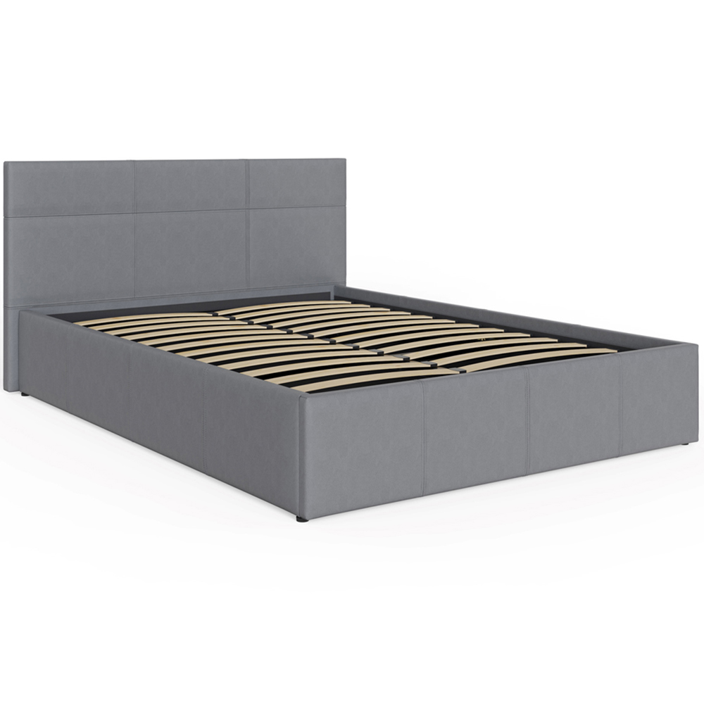 GFW Double Grey Faux Leather End Lift Ottoman Bed with Bonnell Mattress Image 3