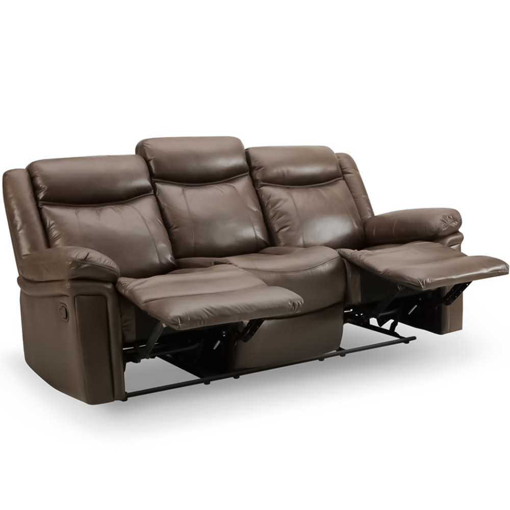 Home Detail Rowan 3 Seater Brown Faux Leather Manual Recliner Sofa Image 5