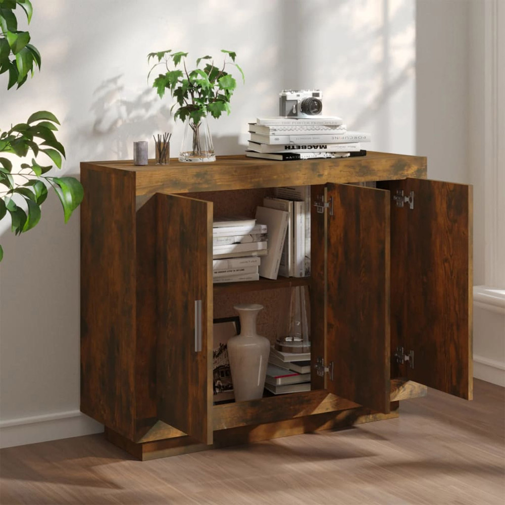 vidaXL 3 Door Smoked Oak Sideboard Image 3