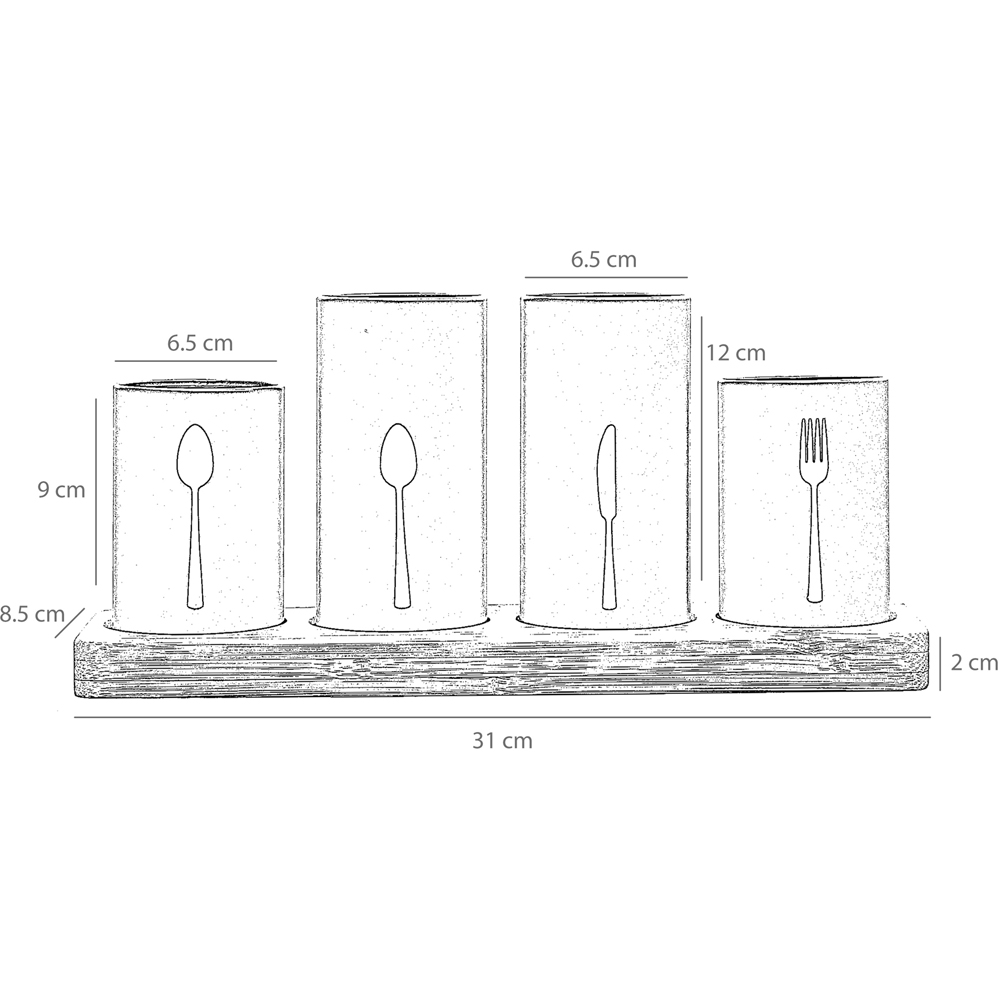 Innoteck Essentials 4 Piece White Kitchen Cutlery Holder Set Image 5