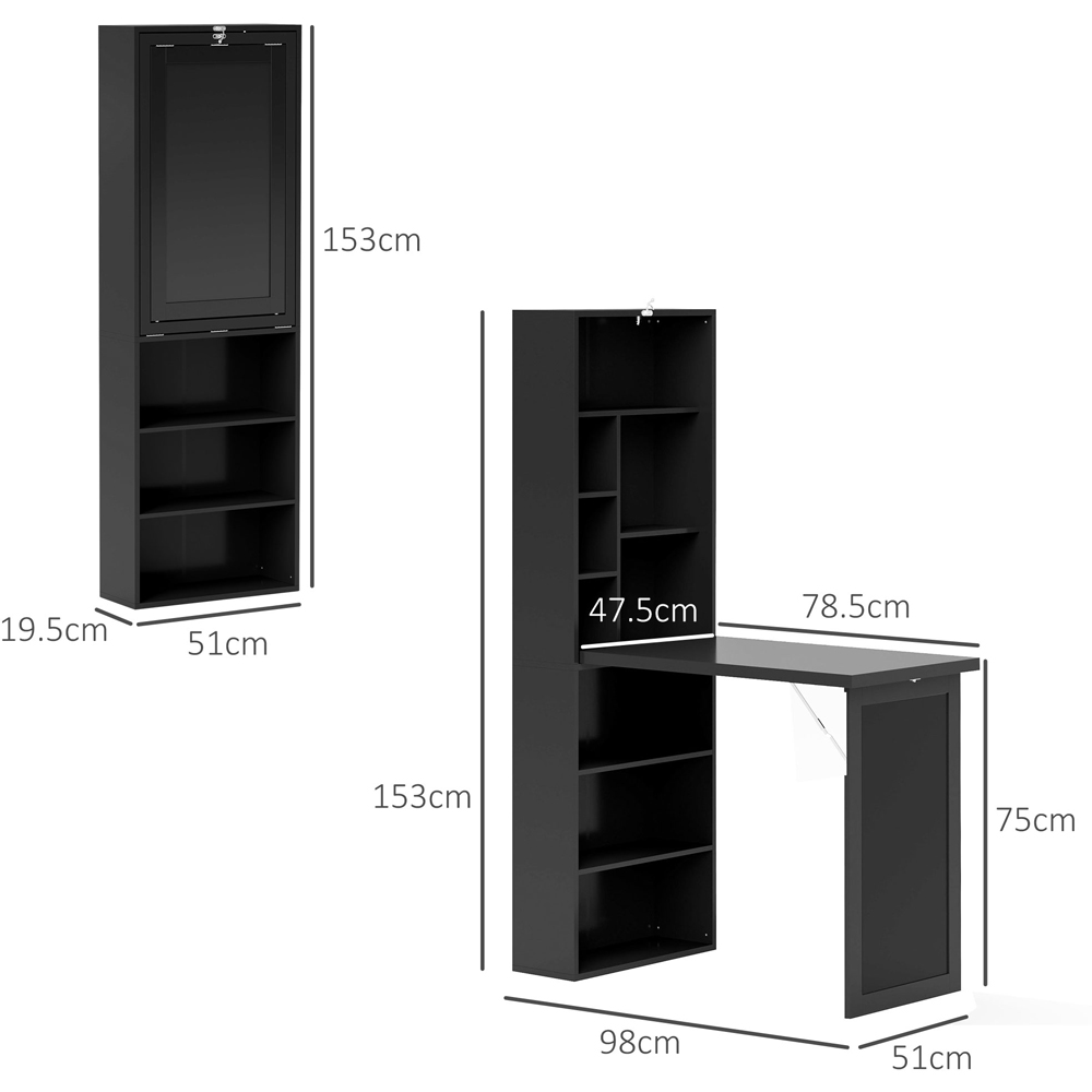 Portland 9 Shelf Multifunctional Convertible Workstation Desk with Blackboard Black Image 9