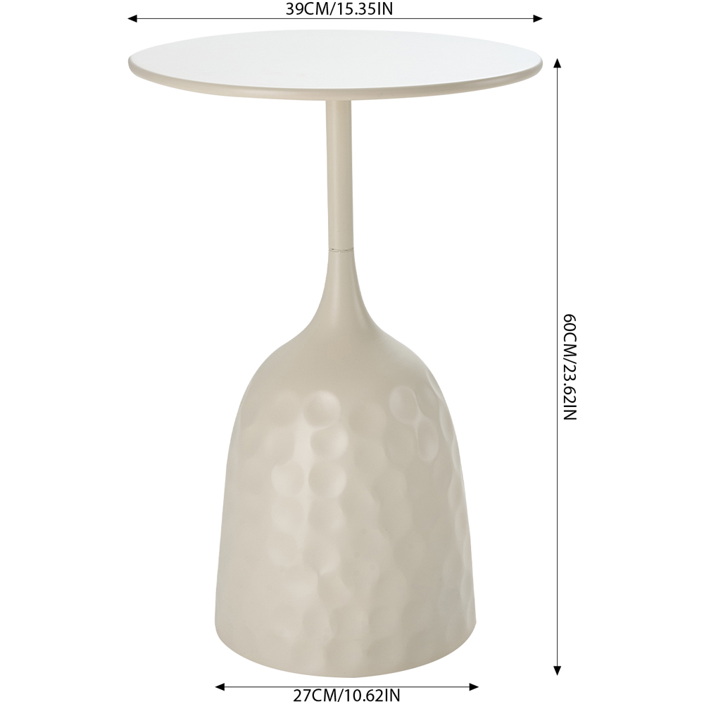 Living and Home Cream White Round Sculptural Curved Base Side Table Image 9
