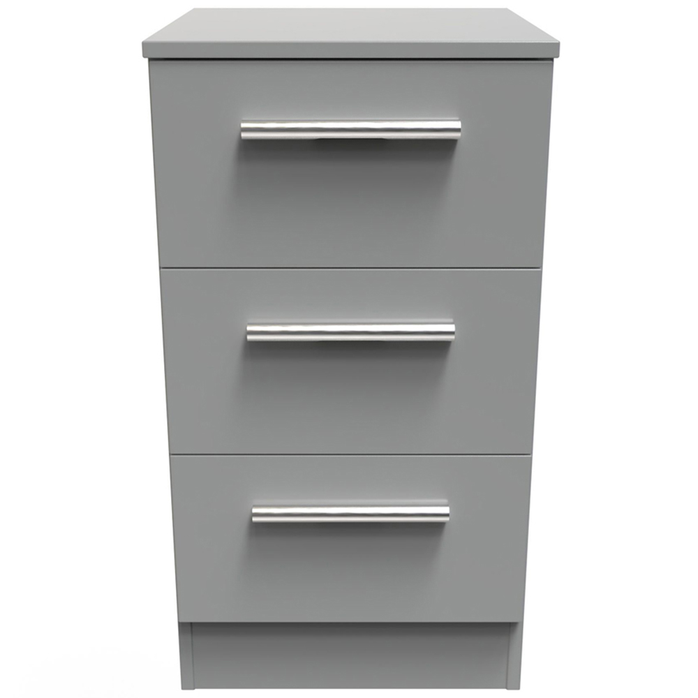 Crowndale Contrast 3 Drawer Dusk Grey Bedside Cabinet Ready Assembled Image 2