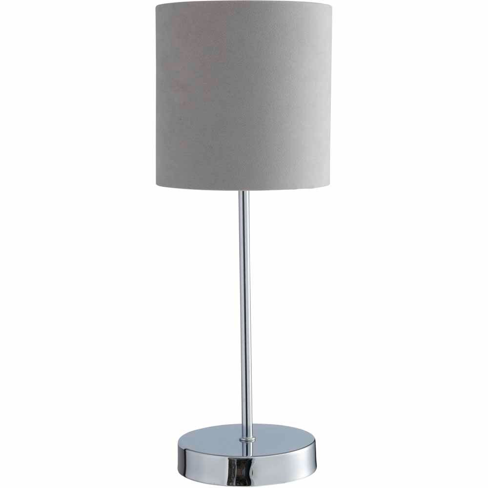 Wilko Grey Silver Velvet Table Lamp Image 1