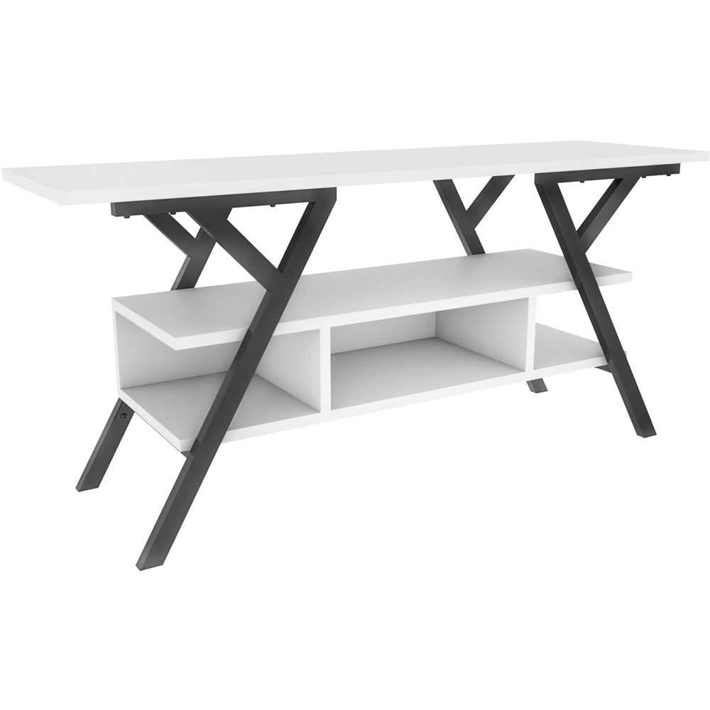 Decorotika Minerva Decorative 4 Open Shelf Black and White TV Unit Image 2