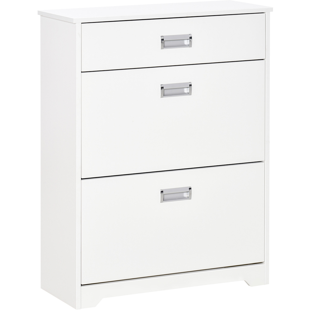 HOMCOM 3 Drawer White Tipping Shoe Cabinet Image 2