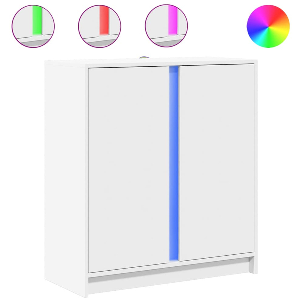 vidaXL 2 Door White LED Sideboard Image 3