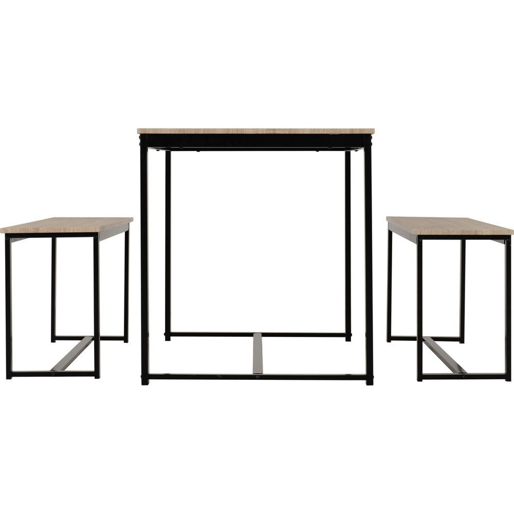 Seconique Lincoln 2 Bench Dining Set Sonoma Oak and Black Image 5