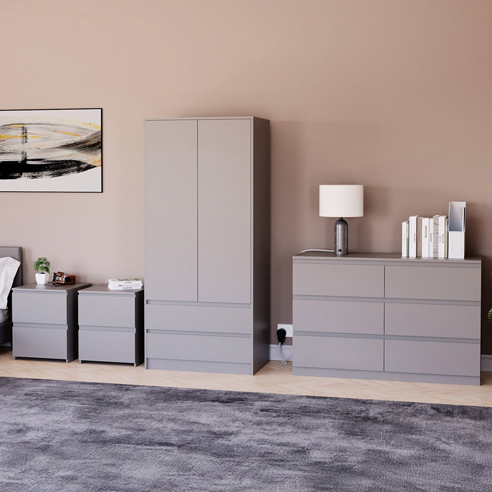 Denver Grey 4 Piece Bedroom Furniture Set Image 1