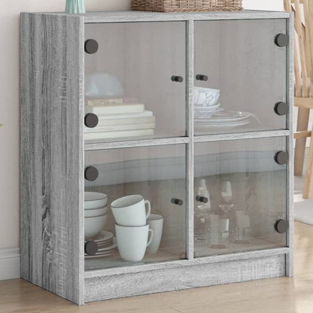 vidaXL 4 Door Grey Sonoma Oak Side Cabinet Image 1