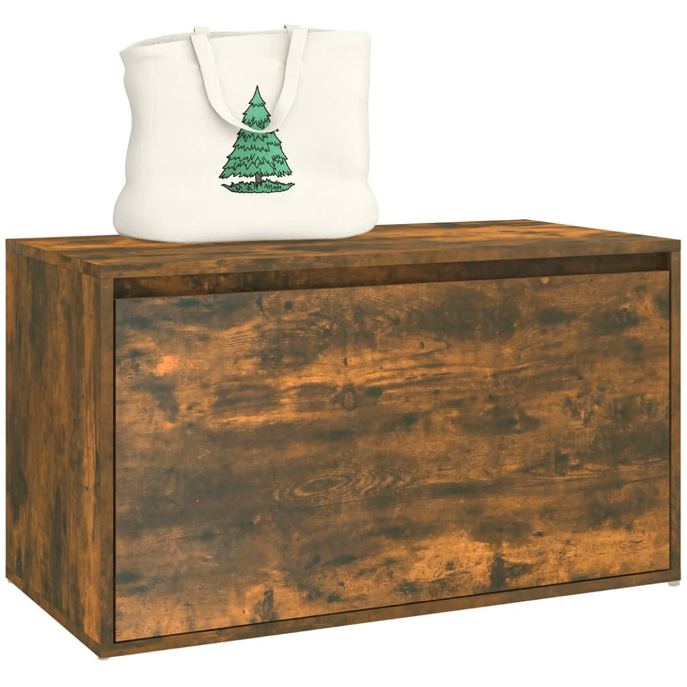 vidaXL Single Drawer Smoked Oak Hall Bench Image 5