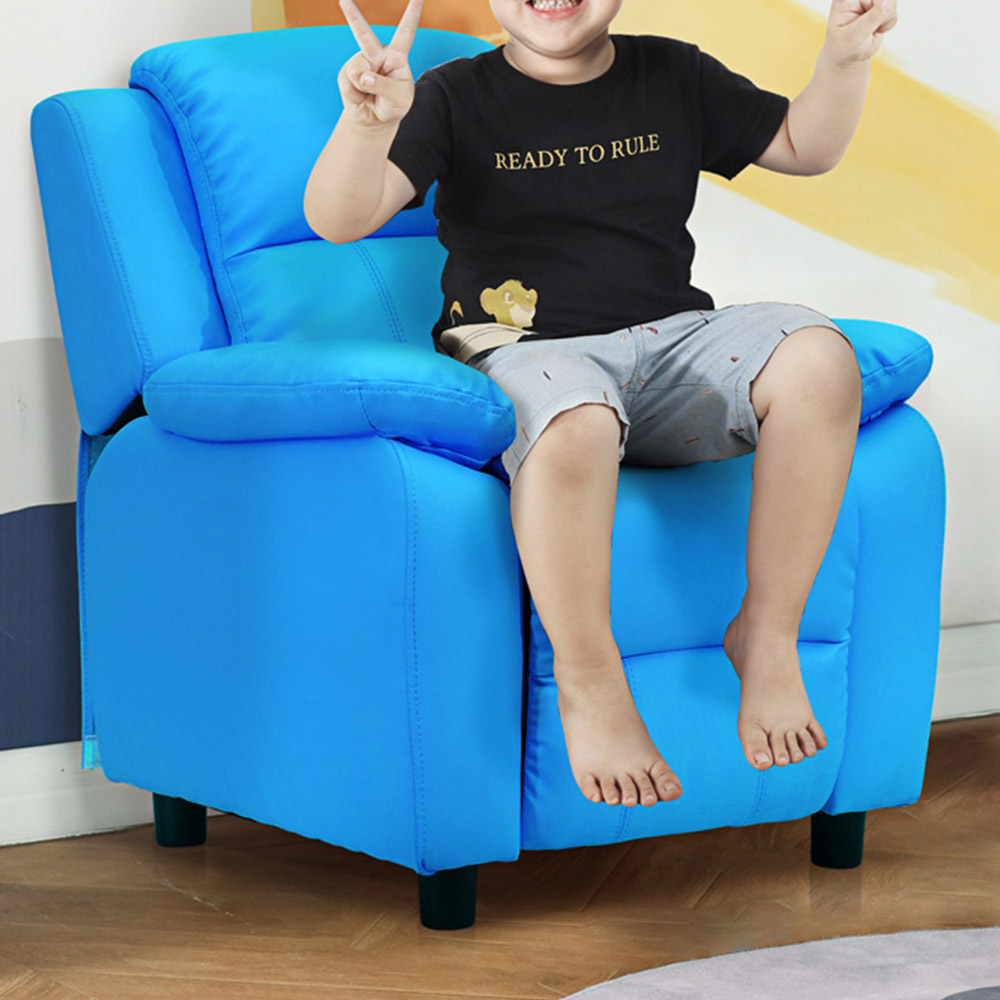 HOMCOM Kids Single Seat Blue Sofa Image 3