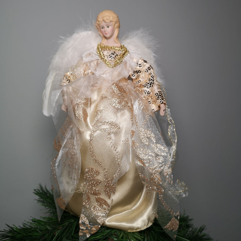 Premier Gold Angel with Feather Wings Christmas Tree Topper 30cm Image 6