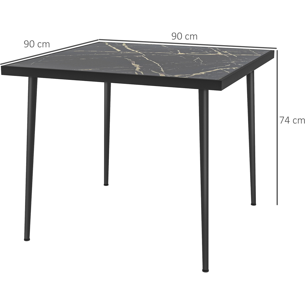 Outsunny 4 Seater Square Garden Dining Table Black with Marble Effect Image 8