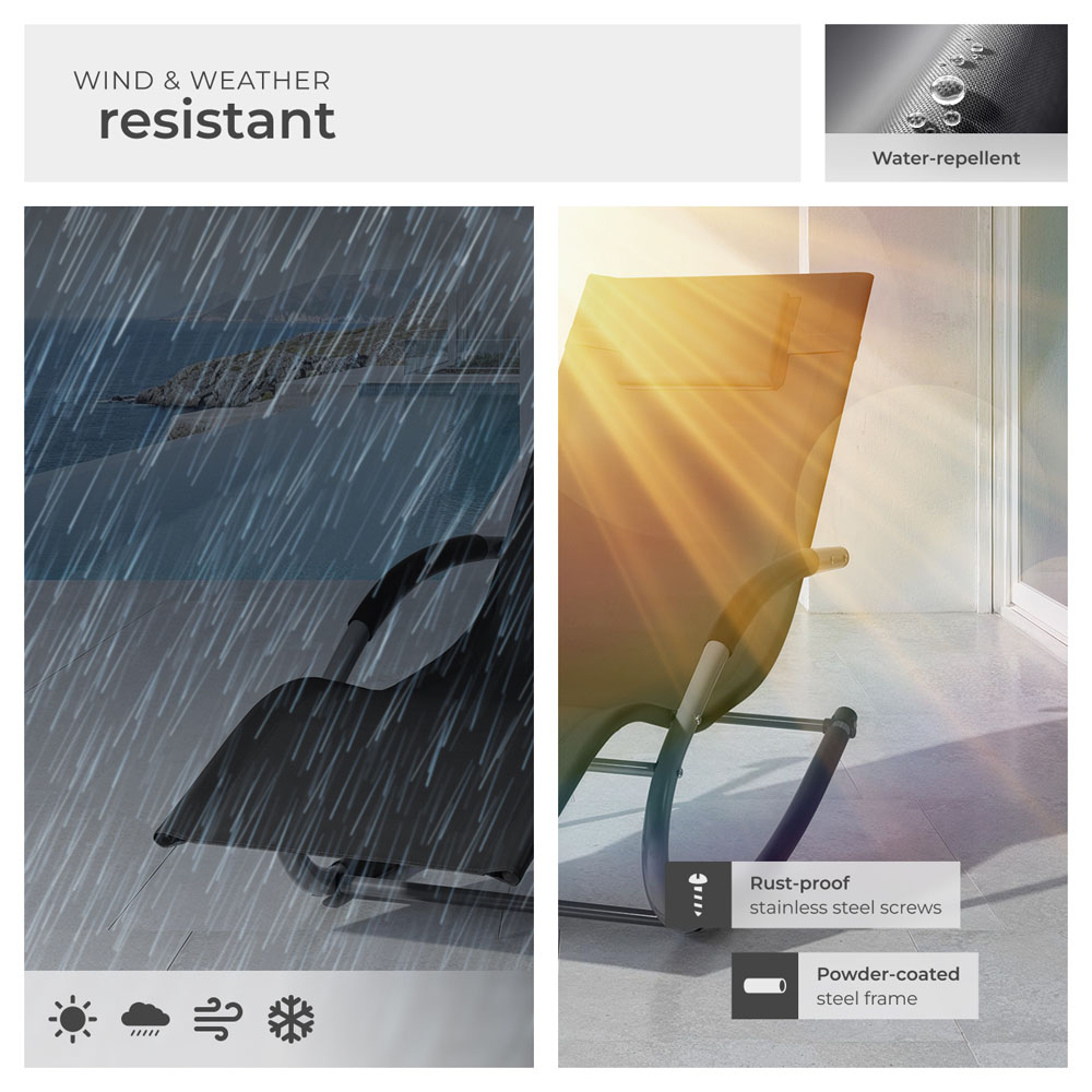 tectake Taya Black Rocking Sun Lounger Image 7