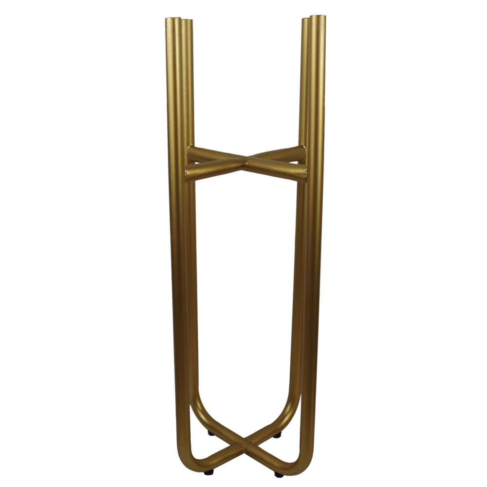 Leaf Tall Gold Metal Planter Stand and Iridescent Rainbow Planter Set 62 x 18cm Image 3