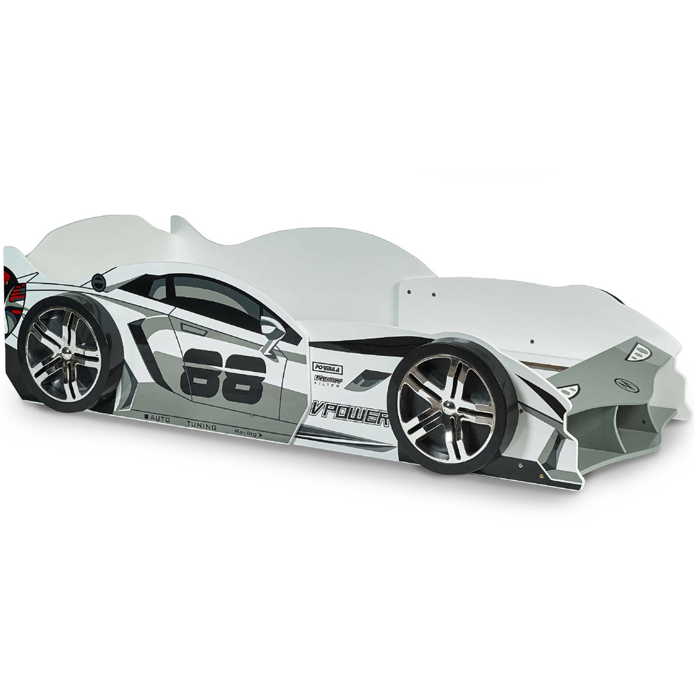 Julian Bowen Storm Single White and Grey High Gloss Race Car Bed Image 2