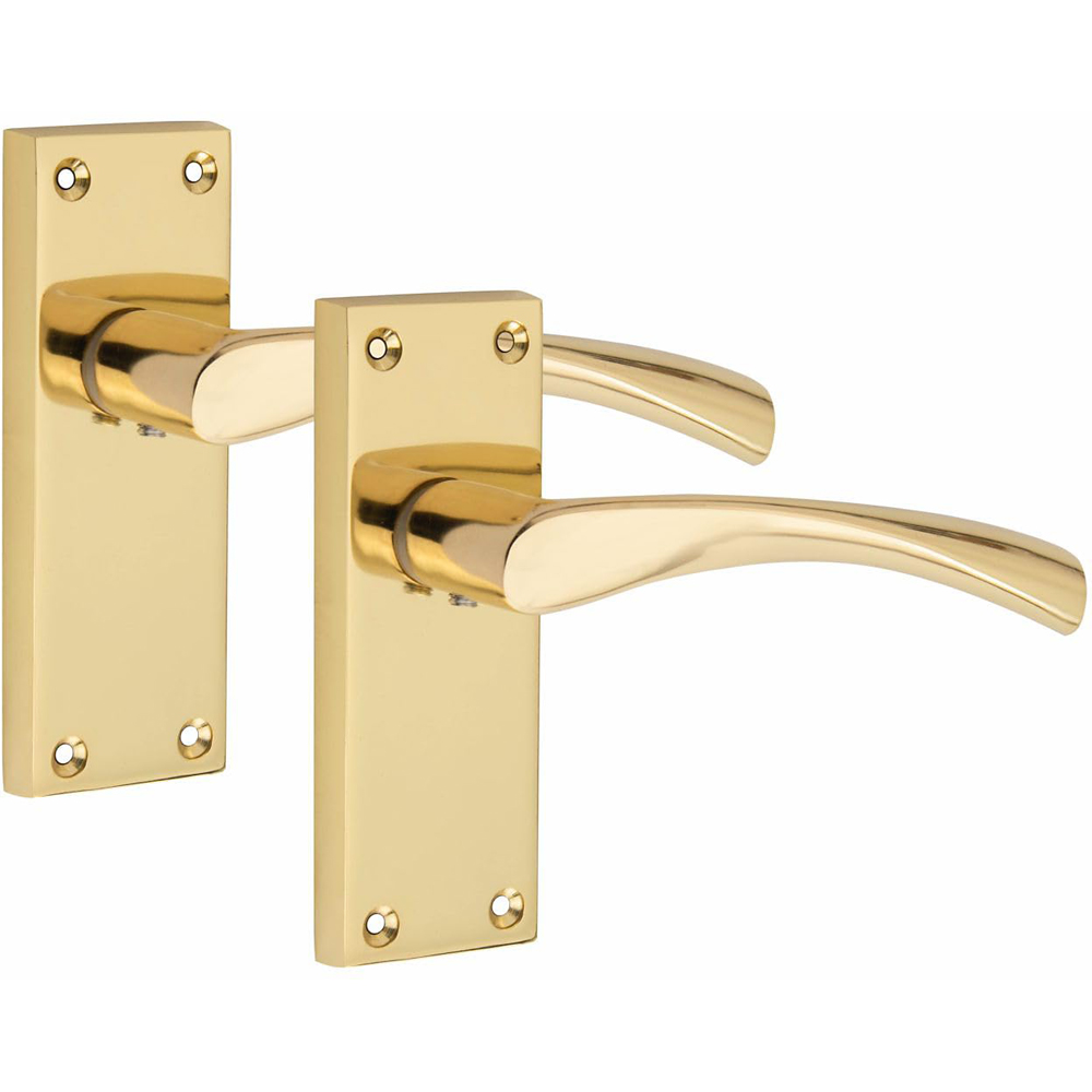 Golden Grace Gold Polished Brass Victorian Scroll Astrid Latch Door Handle 120 x 40mm Image 1