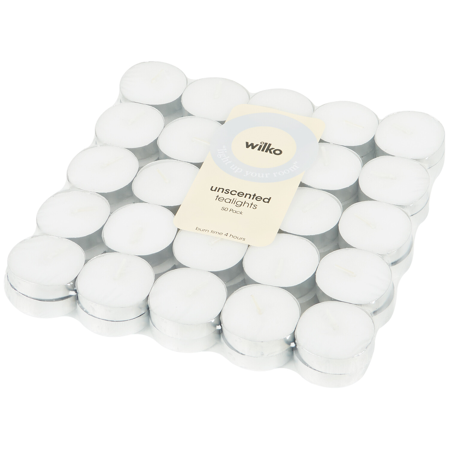 Pack of 50 White Unscented Tealights White Image 3