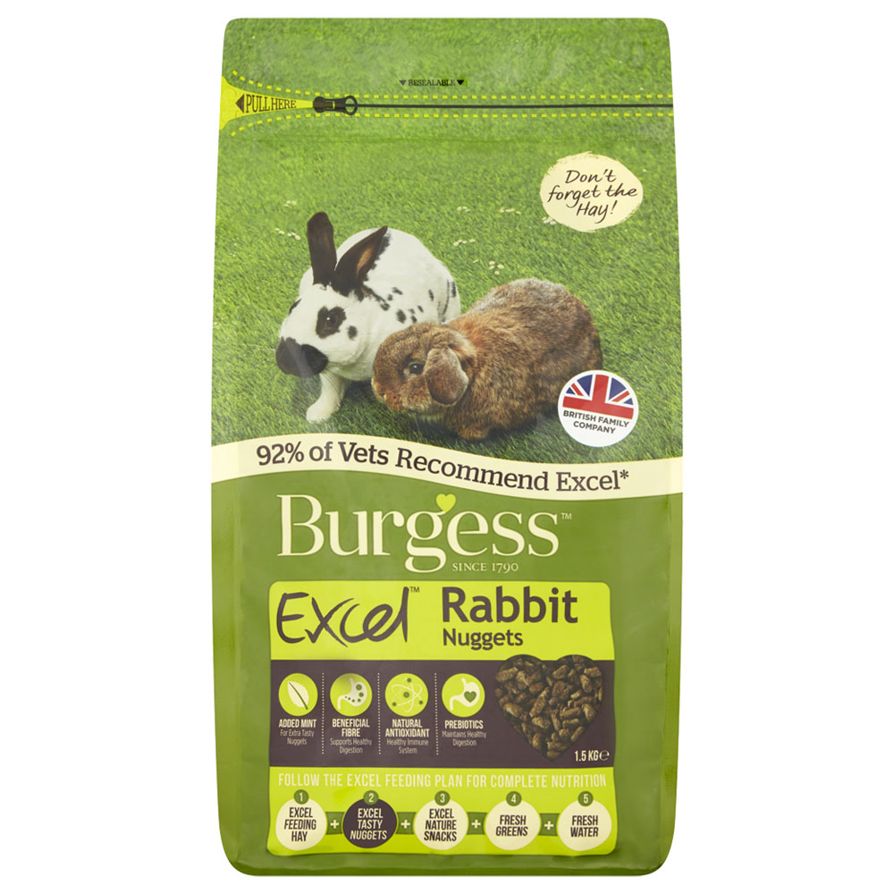 Burgess Excel Adult Rabbit Nuggets with Mint 1.5kg Image 1