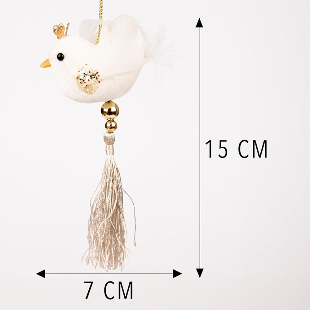 Shatchi White Robin Hanging Christmas Decoration Image 4