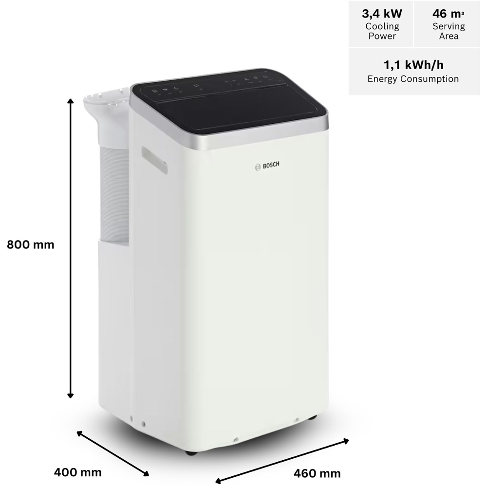 Bosch Cool 5100 3-in-1 White 3.4 kW Portable Air Conditioner with Remote Control Image 8