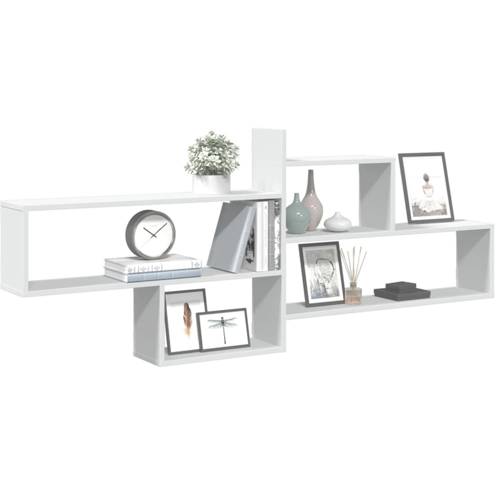 vidaXL 4 Shelf White Floating Wall Shelf Image 2